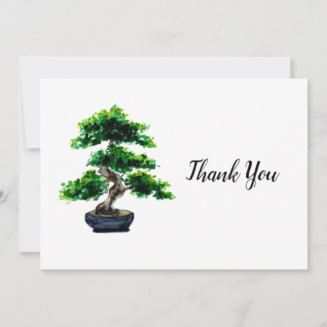 Japanska vattenfärgen Bonsai Träd Tack Kort (Framsida)