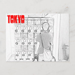Japanska Vending Maskiner i Tokyo Postcard Vykort