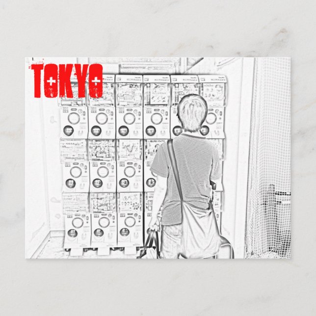 Japanska Vending Maskiner i Tokyo Postcard Vykort (Framsida)