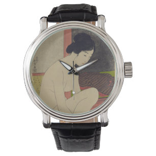 Japanska Vintage bild Woman After Bath Armbandsur