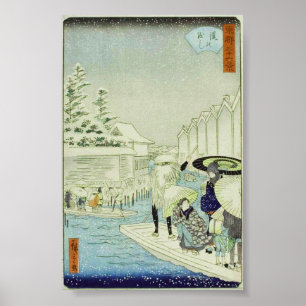 Japanska vinter på Vatten Art Woodblock Ukiyo-E Poster