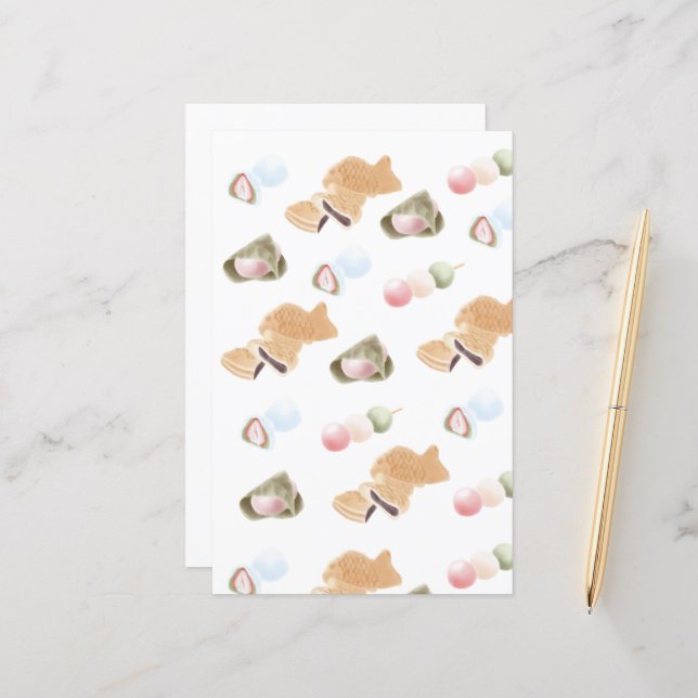 Japanska Wagashi Mönster Pappra Lakan (Fram/Back In Situ)