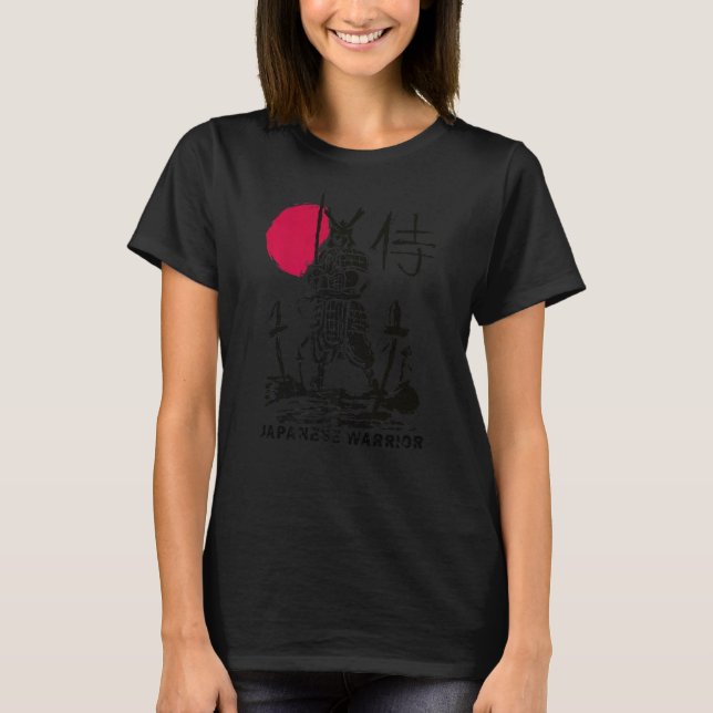 Japanska Warrior Samurai med Katana Bloodfläckja J T Shirt (Framsida)