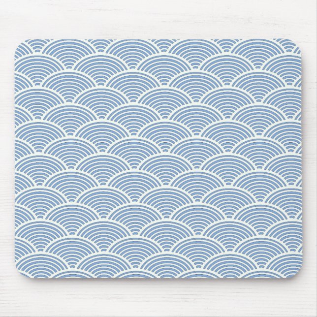 Japanska Wave Mönster i Blue och White Musmatta (Framsidan)