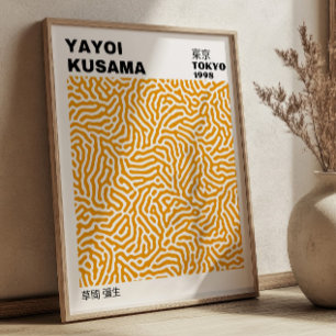Japanska Yayoi Kusama Gul Abstrakt Utställning Poster