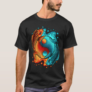 Japanska Yin Yang Koi Carp Nishikigoi Fish Asian S T Shirt