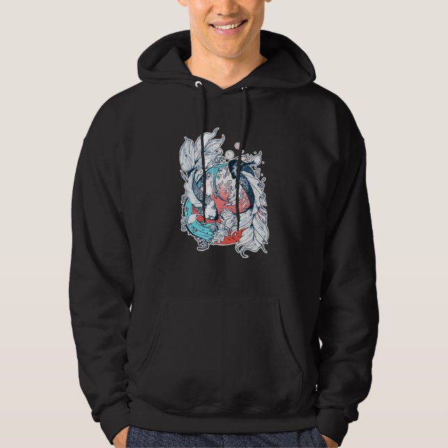 Japanska Yin Yang Koi Fish Hoodie (Framsida)