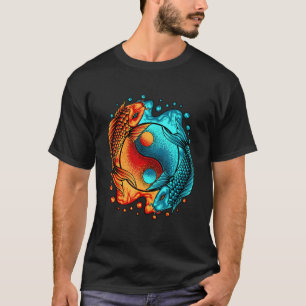 Japanska Yin Yang Koi Karp Nishikigoi Fisk Asiatis T Shirt
