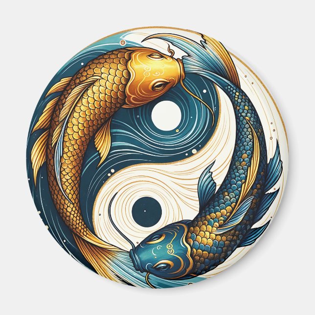 Japanska Yin Yang Symbol Koi Fish Magnet (Framsidan)