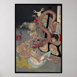 Japanska Yokai Ukiyo-e Omoi Tsuzura av Yoshitoshi Poster