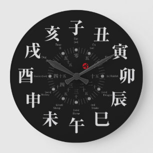 Japanska zodiaktecken stil [svart ansikte] stor klocka