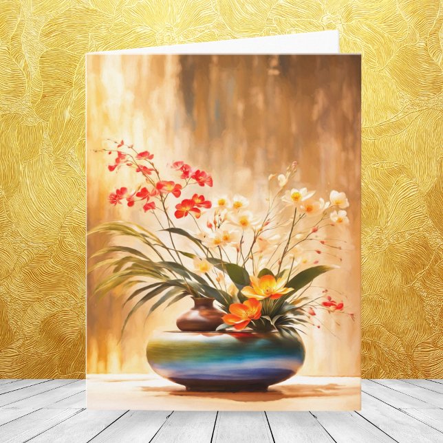 JapanskaFlower Arrangemang Ikebana Anteckningskort (Perfect for any occasion, this Ikebana note card adds a touch of elegance to your heartfelt messages)