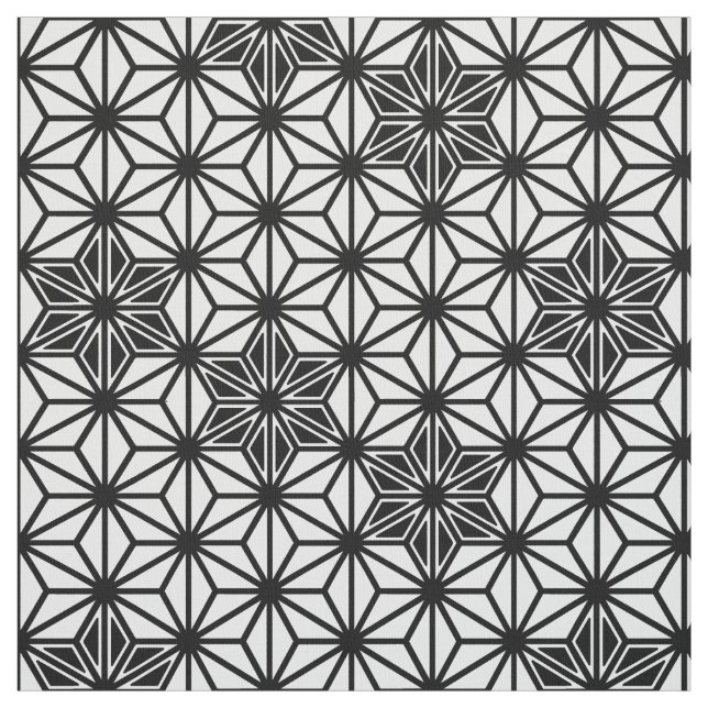 Japanskt Asanoha eller stjärnamönster, vit och Tyg (Provkarta)