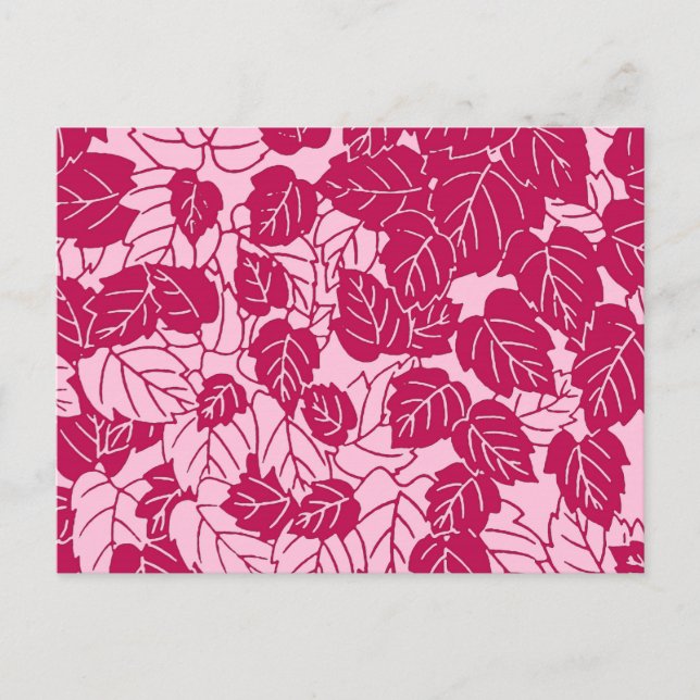 Japanskt bladtryck, fuchsia och ljusrosa vykort (Framsida)