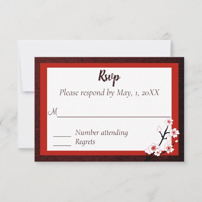 Japanskt Blommande Bröllop Svarskort OSA Kort (Framsida)