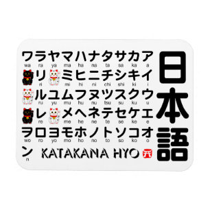 Japanskt bord för Katakana (alfabet) Magnet