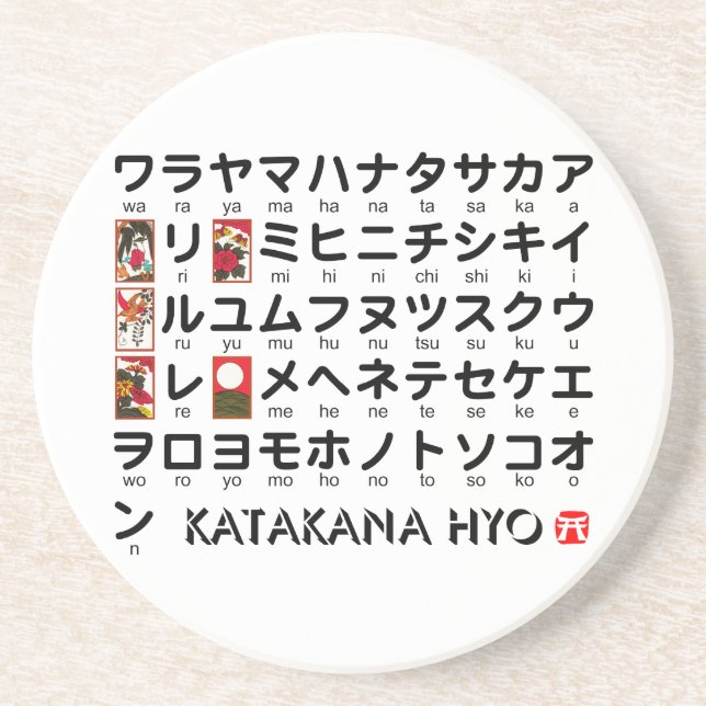Japanskt bord för Katakana (alfabet) Underlägg Sandsten (Framsidan)