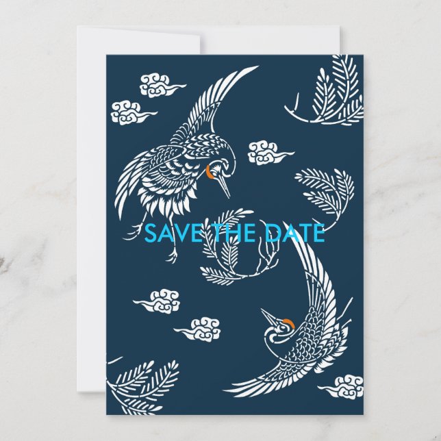 Japanskt Crane Couple Spara Datumet (Framsida)