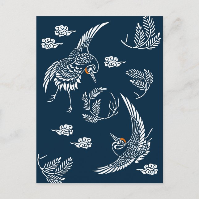 Japanskt Crane Couple Vykort (Framsida)