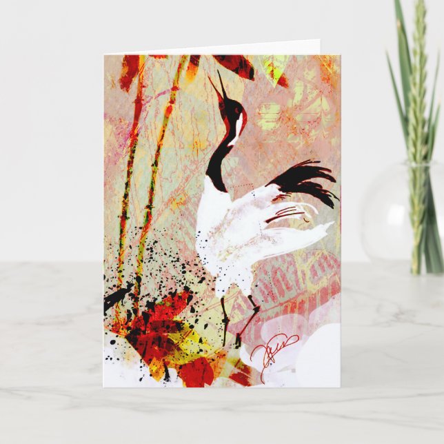 Japanskt Crane-hälsningskort Kort (Framsida)