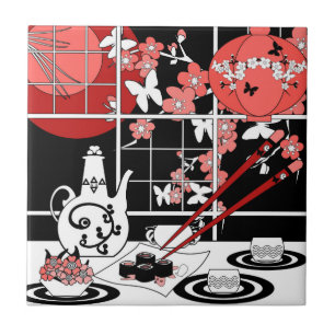Japanskt cuisine kakelplatta