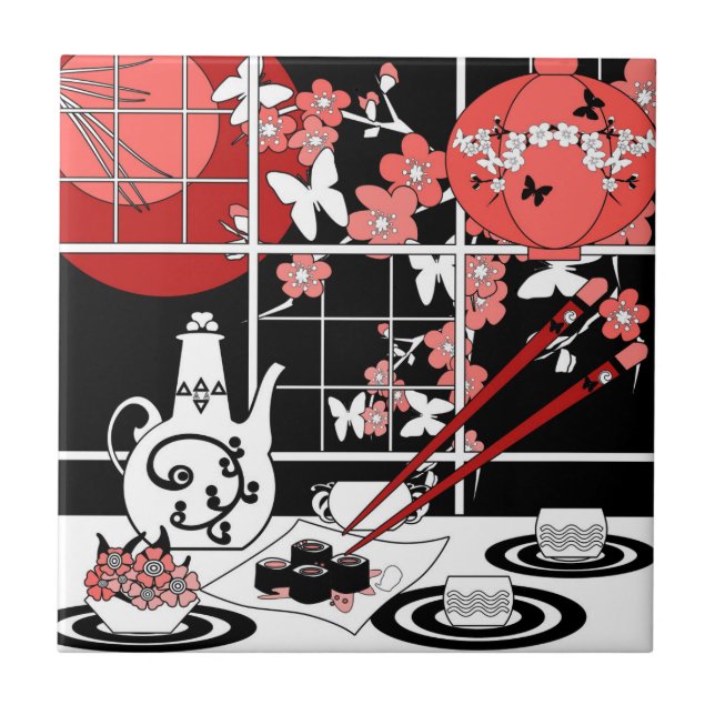 Japanskt cuisine kakelplatta (Framsidan)