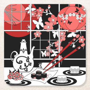 Japanskt cuisine underlägg papper kvadrat