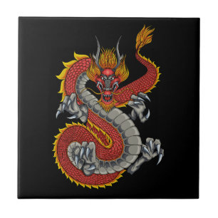 japanskt dragon illustration kakelplatta
