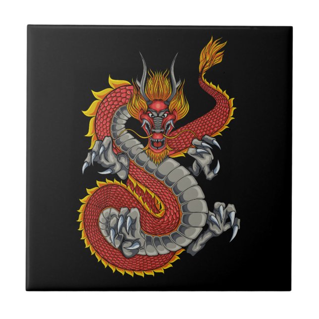 japanskt dragon illustration kakelplatta (Framsidan)