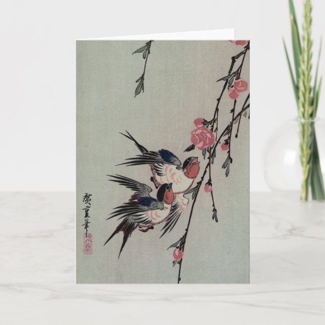 Japanskt fågelhälsningkort kort (Framsida)