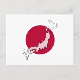 Japanskt flagga karta vykort stigning sol