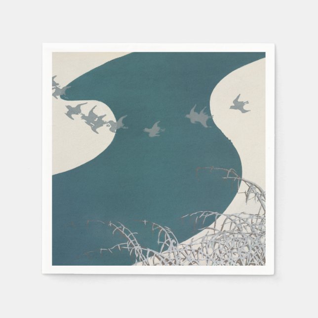 Japanskt flodlandskap traditionella vintagar tä pappersservett (Framsidan)