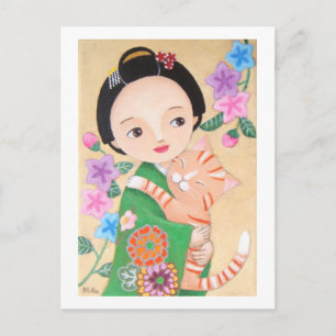 Japanskt Geisha- och kundkort Vykort