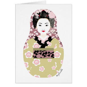 Japanskt GeishaMatryoshka kort
