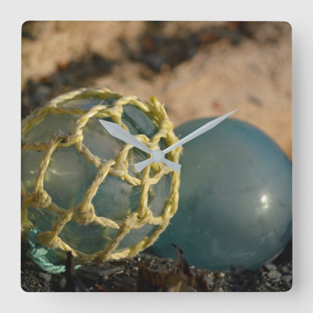 Japanskt glasfiske Flyter Fyrkantig Klocka (Framsida)