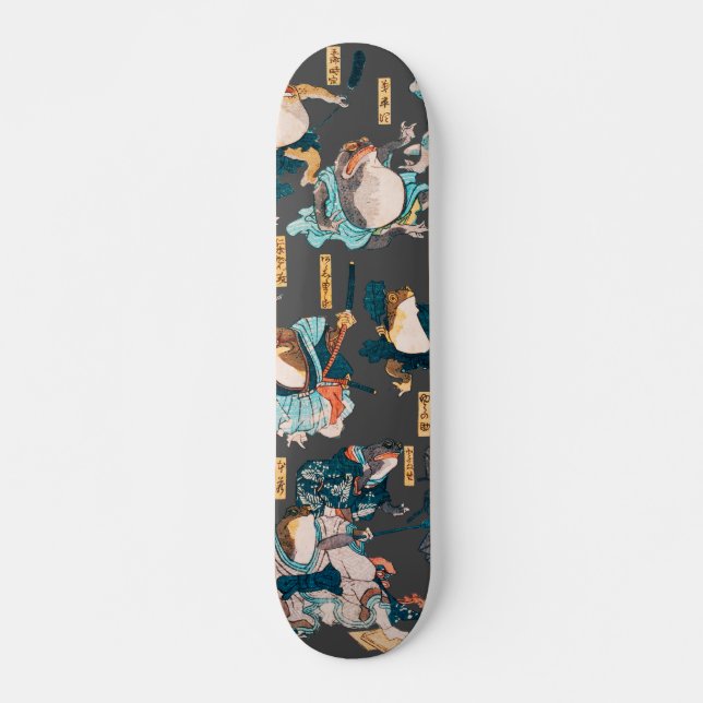 Japanskt grodträsnitt Kuniyoshi Ukiyo-e Mini Skateboard Bräda 18,5 Cm (Framsida)
