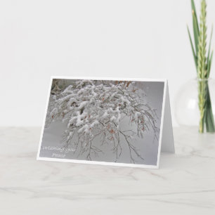 Japanskt kapellkort med snö helgkort