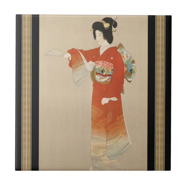 Japanskt keramiskt plattstål kakelplatta (Framsidan)