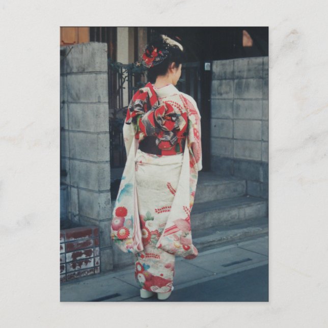 japanskt kimono-semestervykort vykort (Framsida)