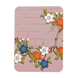 Japanskt kimonomönster - mist- och körsbärblomm magnet