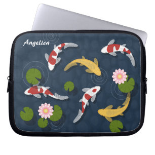 Japanskt Koi fiskdamm Laptop Sleeve