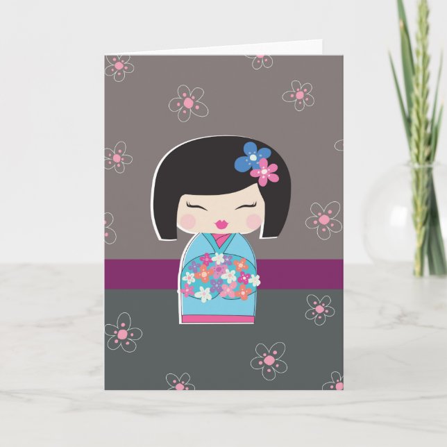 Japanskt Kokeshi-anteckningskort Kort (Framsida)