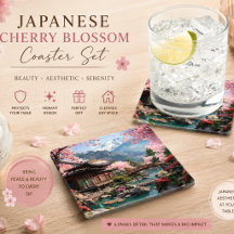 Japanskt körsbärsblomsterlandskap Set med brickor