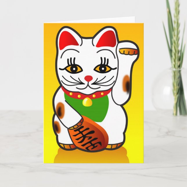 Japanskt kort för Maneki Neko katthälsning (Framsida)