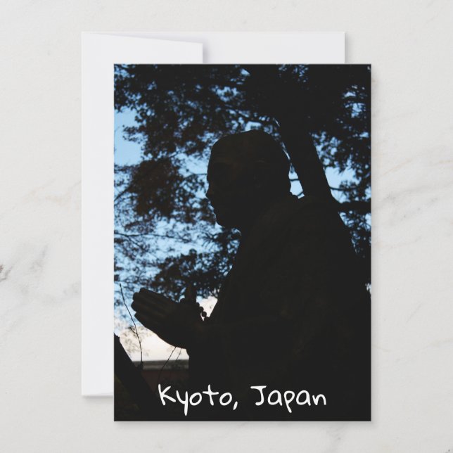 Japanskt kort för silhuett i form av chionin-templ (Framsida)