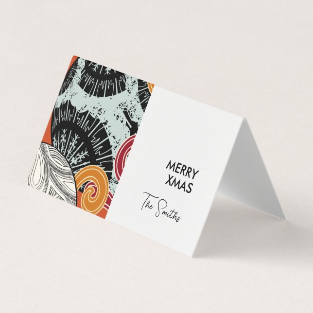 Japanskt kort för stil Lycklig Julafton med bollar (Framsida)