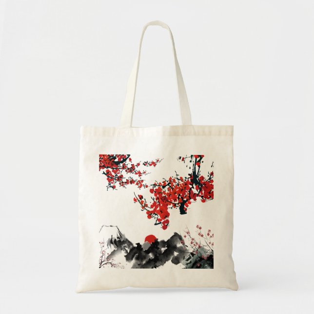 Japanskt landskap Tote Bag Tygkasse (Framsidan)