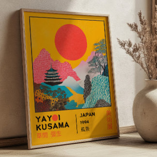 Japanskt landskaps retro Yayoi Kusama utställning Poster