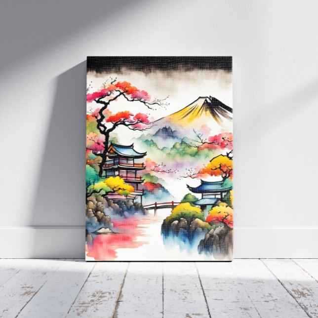 Japanskt landskapsbläckmåleri canvastryck (Skapare uppladdad)