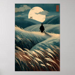 Japanskt landskapsutskrift Månbelysta kullar, Tori Poster